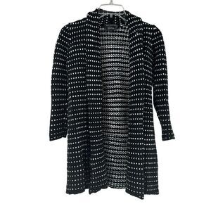 St John Nordstrom Cardigan Sweater Black Open Front Size P US 2 Wool Blend Knit